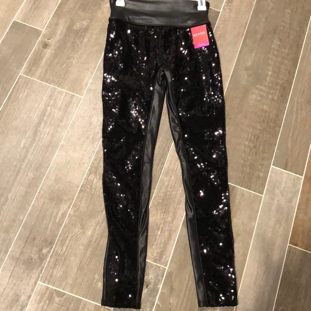 NWT sequin Spanx faux leather leggings
